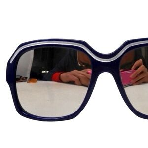 1970’s Sports Mirrored Lens Sunglasses, Navy Blue & White, Made in France